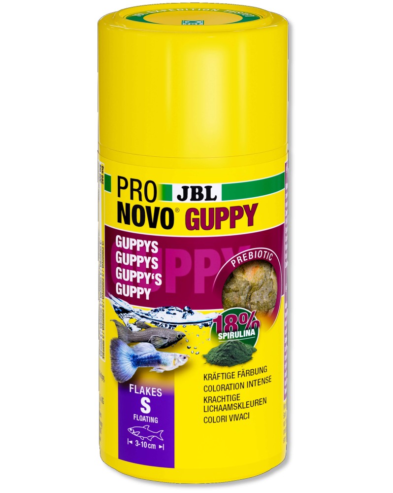 Flocons S pour guppys et poeciliides, ingredients naturels