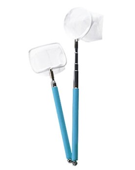 Epuisette ronde telescopique inoxydable manche bleu 14-50 cm