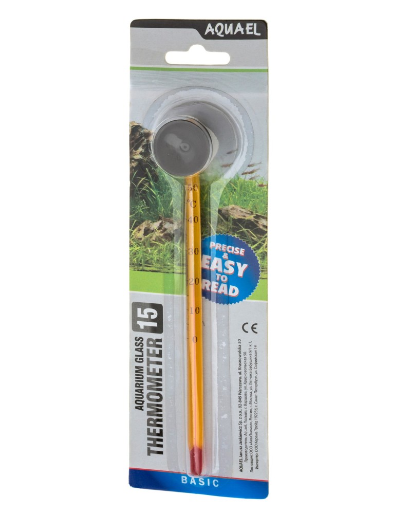 Thermometre Aquael verre 15 cm avec ventouse