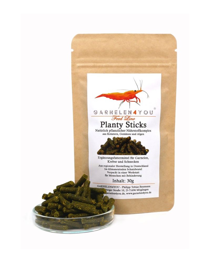 GARNELEN4YOU Planty Sticks 30 g - Aliment vegetal pour crevettes