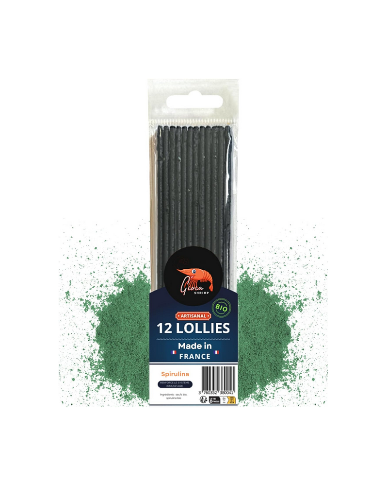 Lollies spiruline BIO pour crevettes - pack 12