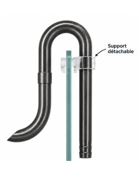 Pipe sortie inox premium gris anthracite mat 12mm col de cygne support acrylique aquarium