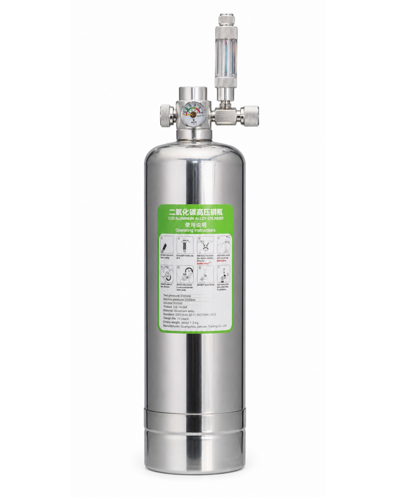 Générateur CO2 aquarium inox SS304 2L X00-2L détendeur manomètre compte-bulles diffuseur