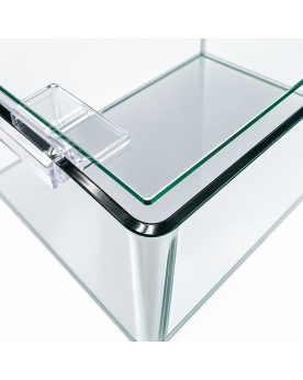 Détail coins arrondis face avant aquarium float glass By Skaii 40x25x28cm