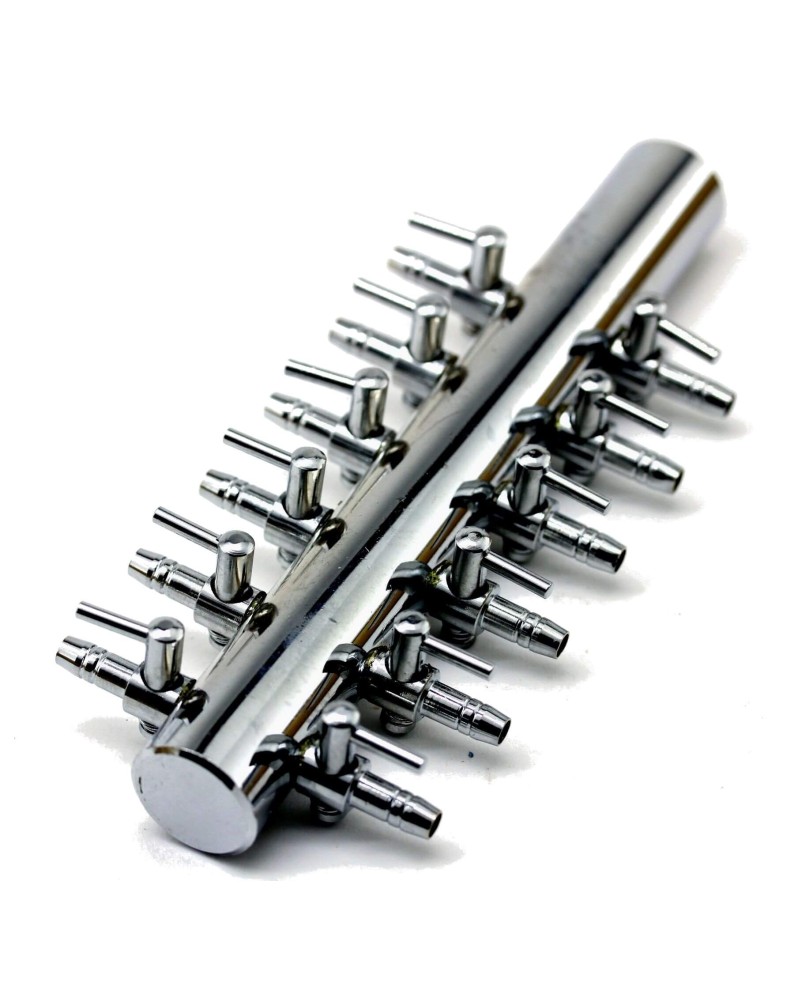 Robinet metal 12 voies pour tuyau 4/6 mm
