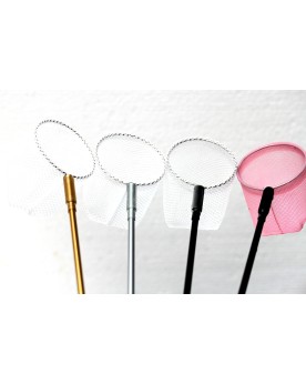 Epuisette rose premium manche noir filet fin