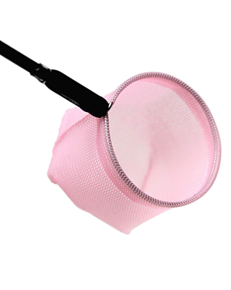 Epuisette rose premium manche noir filet fin