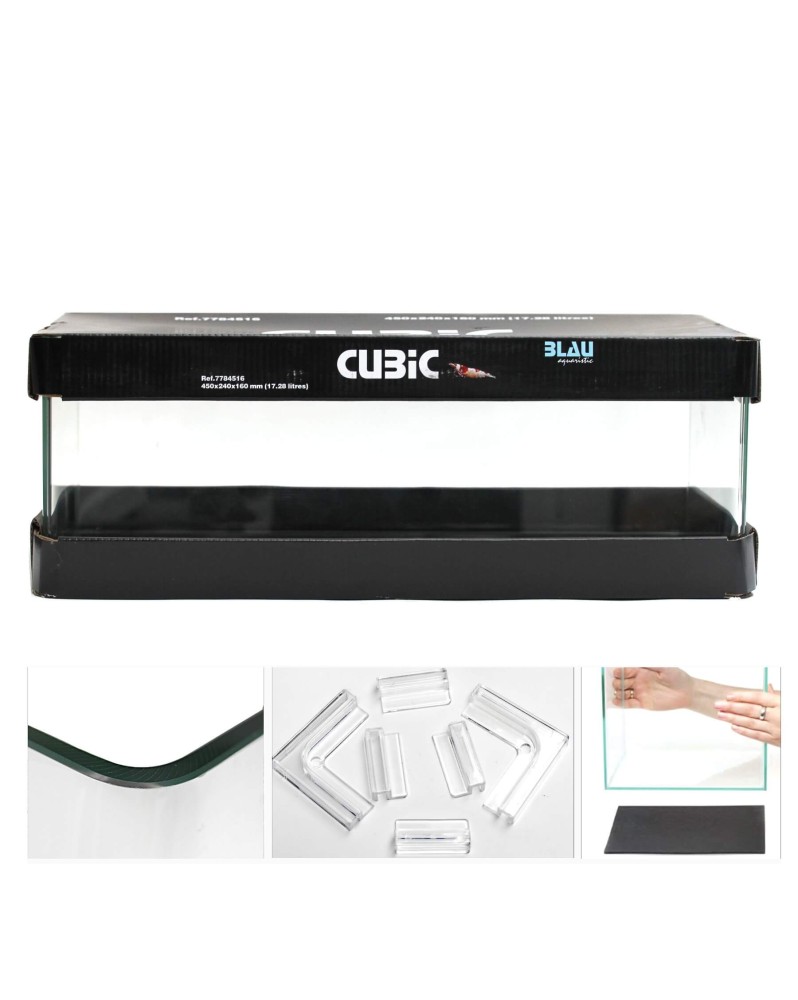 Aquarium Cubic Blau en verre float haute transparence