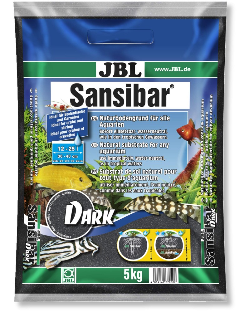 Substrat noir pour aquarium eau douce ou mer